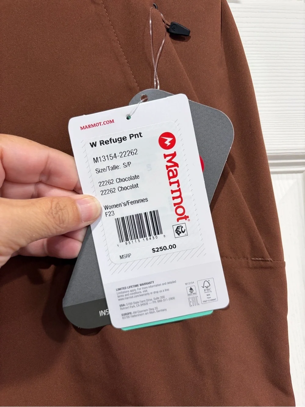 Marmot Women's Small Refuge PrimaLoft Ski Pants Waterproof Brown NWT Snowboard
